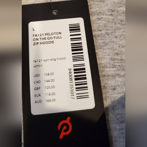 Peloton On The Go Full Zip Hoodie FA121. Men's Large. Grey Color - Picture 4 of 5